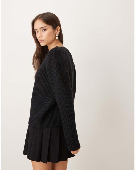 Lovedrobe Black Bow Button Detail Round Neck Cardigan