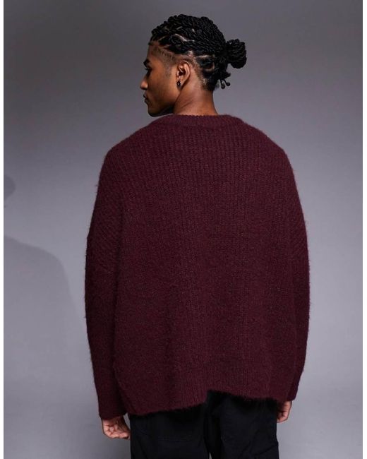 ASOS Red Super Oversized Knitted Crew Neck Jumper for men