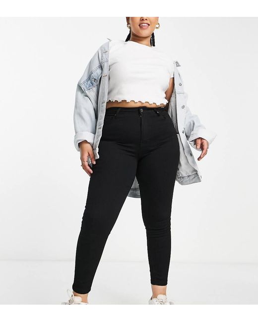 Vaqueros Negros De Talle Medio Y Corte Pitillo Jo De Dtt Plus Don't Think Twice de color Black