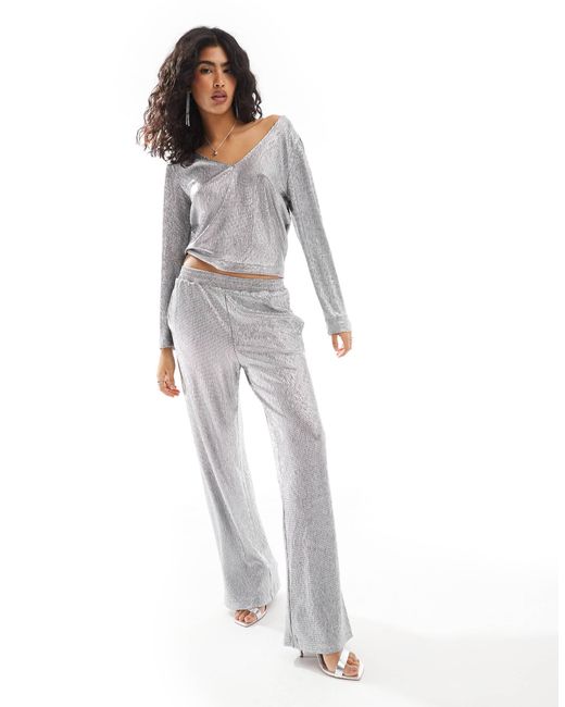 Object White Wide Leg Trouser With Elasticated Waist Co-ord