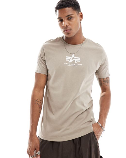 Alpha - t-shirt color sabbia vintage con logo sul petto di Alpha Industries in Gray da Uomo