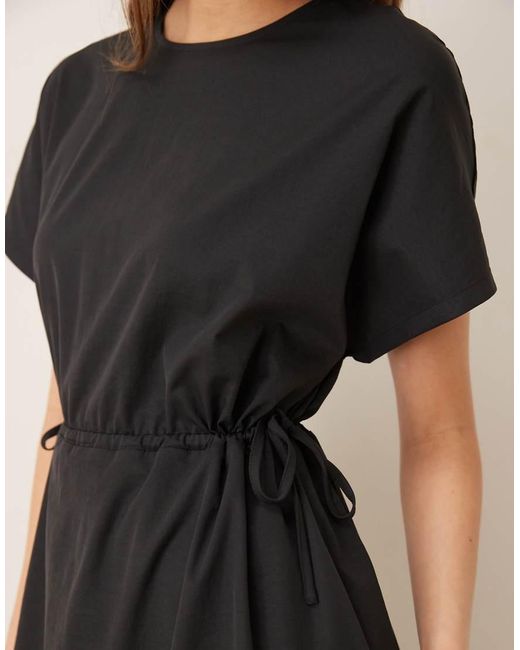 Threadbare Black Midi Dress With Elasticated Waist