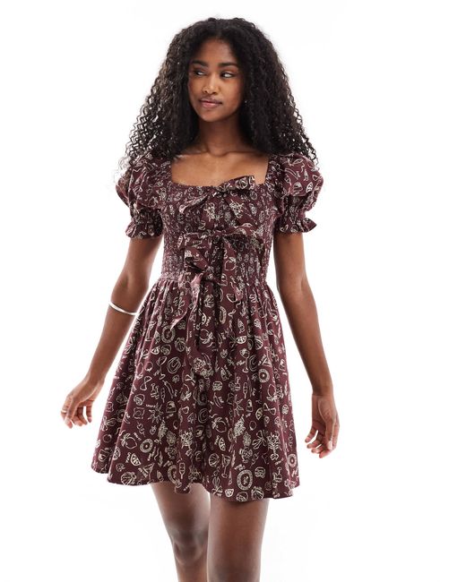 Miss Selfridge Shirred Bust Tie Front Mini Dress