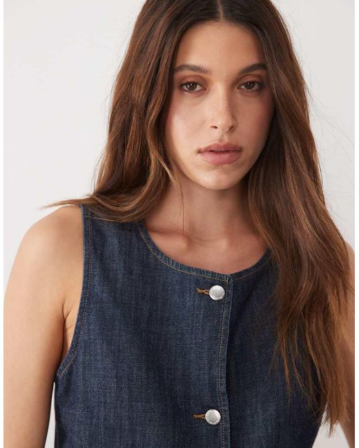 Mango Blue Lia Denim Vest