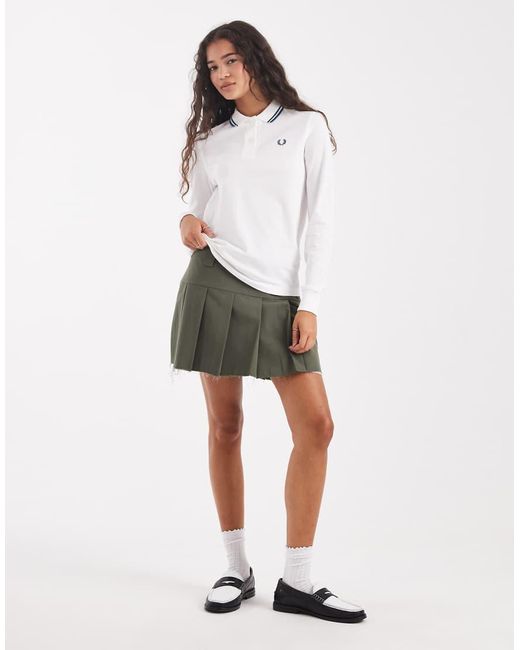 Fred Perry Poloshirt Met Lange Mouwen En Contrastrandje in het White