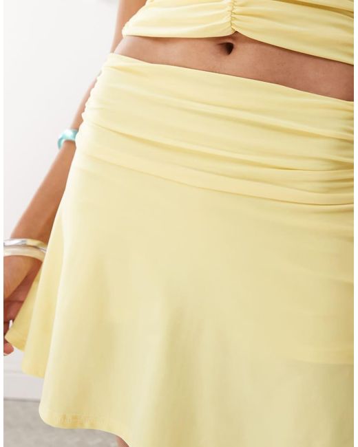 Reclaimed (vintage) Mini Skort Met Gerimpelde Naad in het Natural