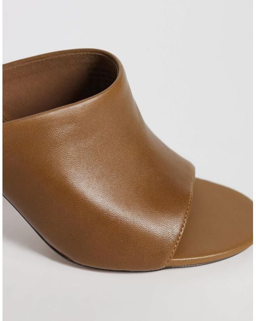 Mango Brown 100% Leather Heeled Mule