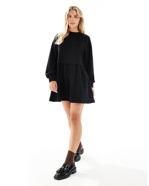 Robe babydoll brossée ultra douce Miss Selfridge en coloris Black