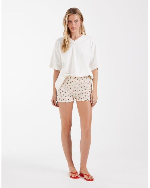 JJXX White Shirred Micro Shorts