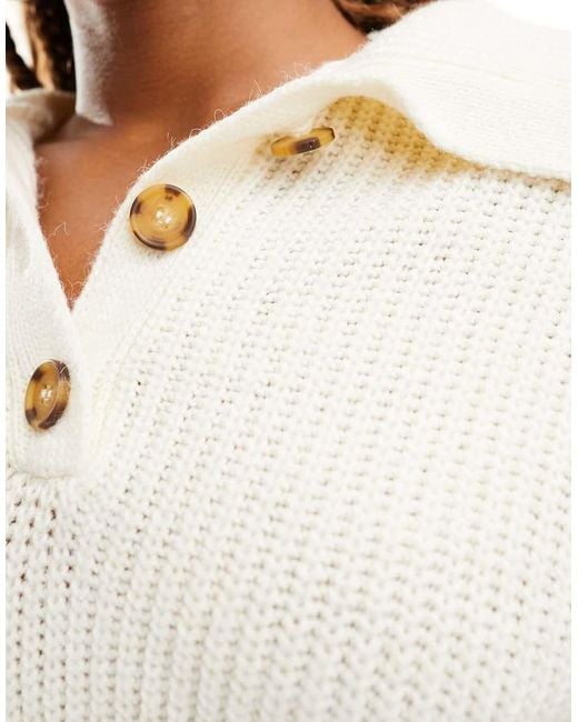 Mango White Open Collar Jumper