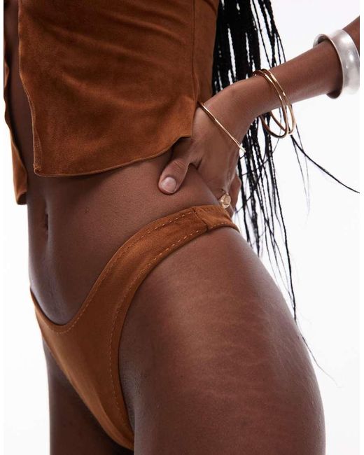 Frankie's Bikinis Brown Frankie's Bikinis X Bella Hadid Suede Bikini Bottom