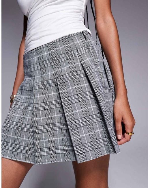 ASOS Gray Tailored Pleated Mini Skirt
