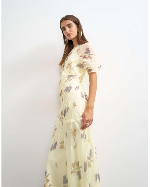 TOPSHOP White Chiffon Maxi Dress With Pintuck Details