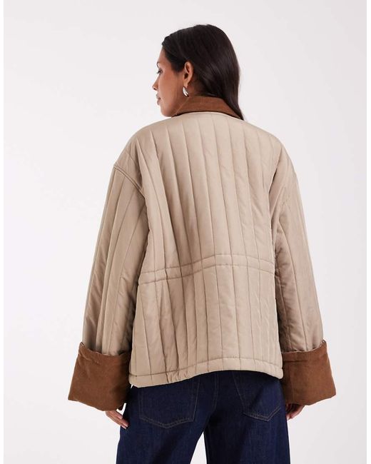 Aware Natural Quilted Barn Jacket With Contrast Trims