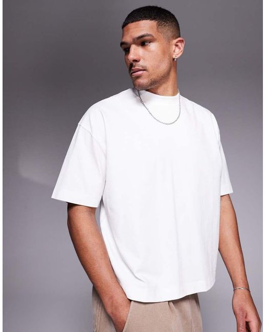 Camiseta Blanca De Corte Cuadrado Extragrande De Tejido Muy Grueso De ASOS de hombre de color White