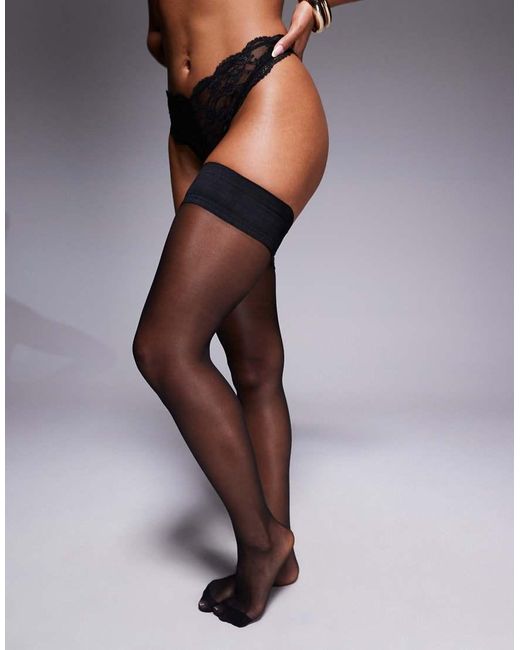 Ann Summers Naadloze Stay-Up Panty's Met Effen Zwarte Bovenkant in het Purple