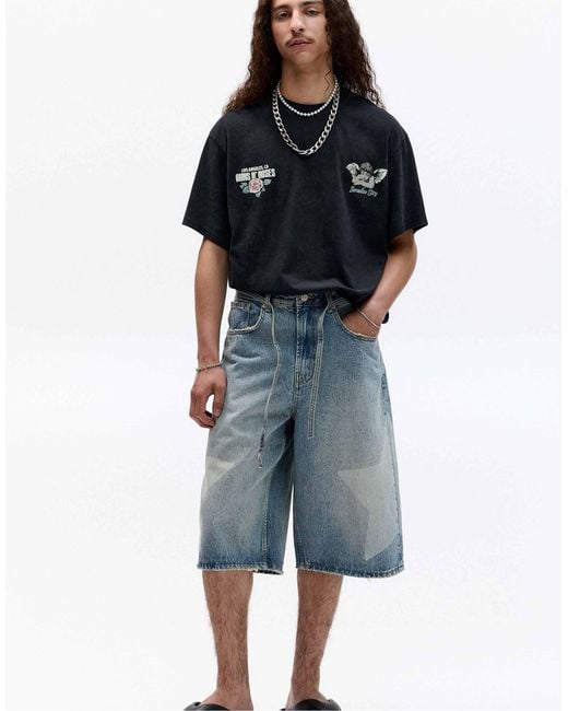 Pull&Bear – es guns-n'-roses-t-shirt in Black für Herren