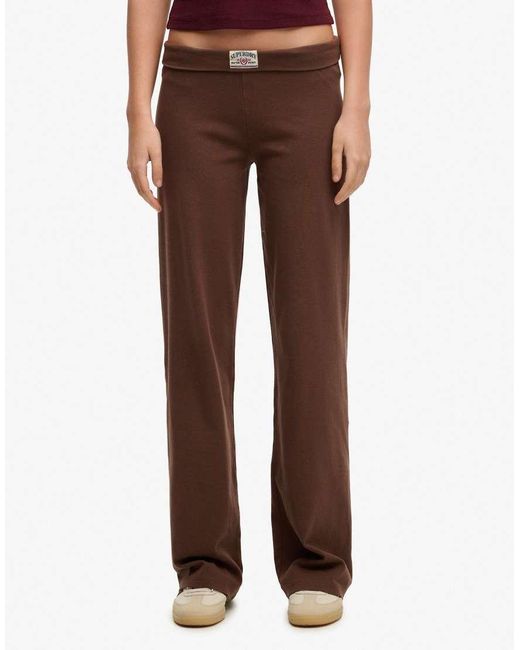 Superdry Brown Athletic Essentials Fold Over Joggers
