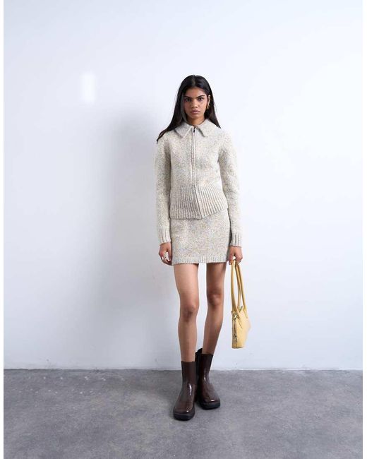 TOPSHOP White Knitted Twist Yarn Skirt