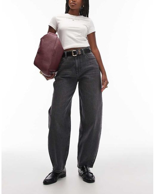 Vaqueros Negros De Corte Barrel Jeanie De Tommy Hilfiger de color Blue