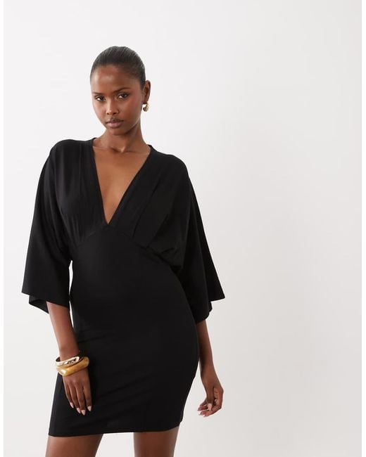 ASOS Black Grecian V Neck Mini Dress