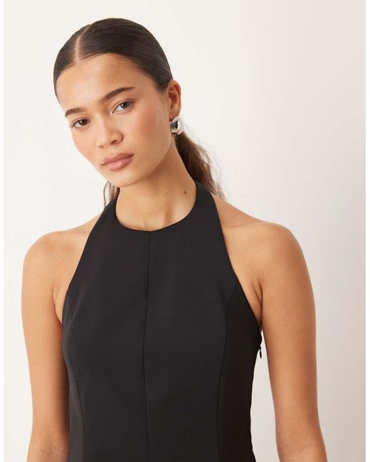 Mango Black Xcamilo Halterneck Peplum Hem Top Co-ord