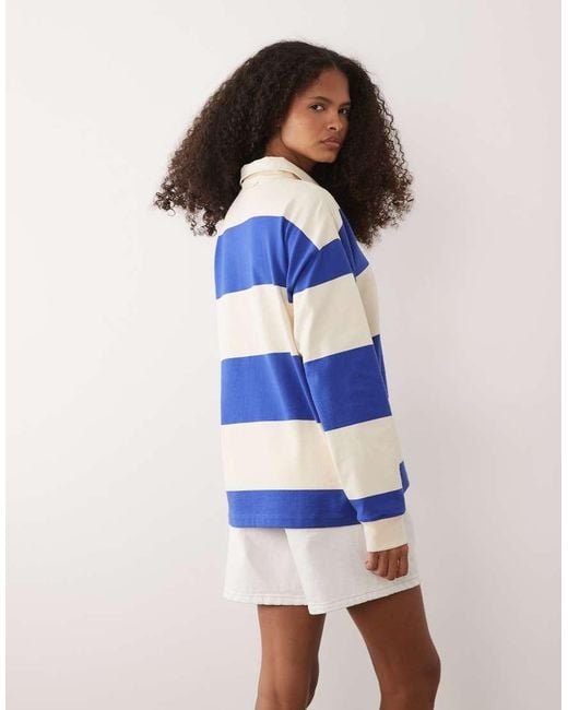 Gant Blue Striped Heavyweight Cotton Rugby Polo