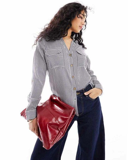 Vero Moda Blue Pocket Front Shirt