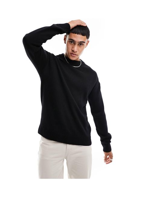 Jack & Jones Black Essentials Knitted Jumper With Drop Shoulder for men