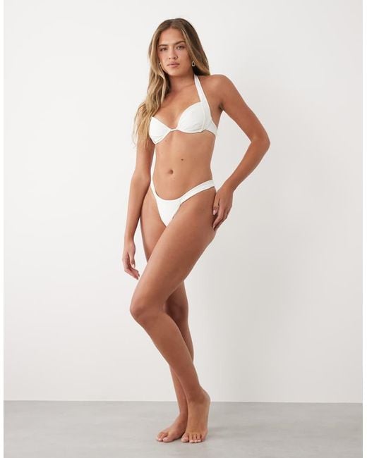 Oh Polly White Underwire Halter Neck Bikini Top Co-Ord