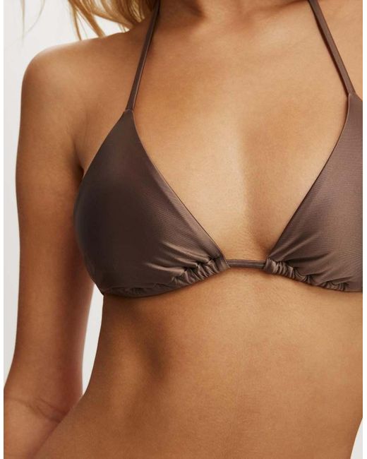 Cotton On Brown String Triangle Bikini Top