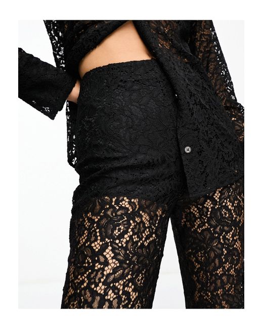 & Other Stories Black Co-ord Sheer Lace Flared Trousers