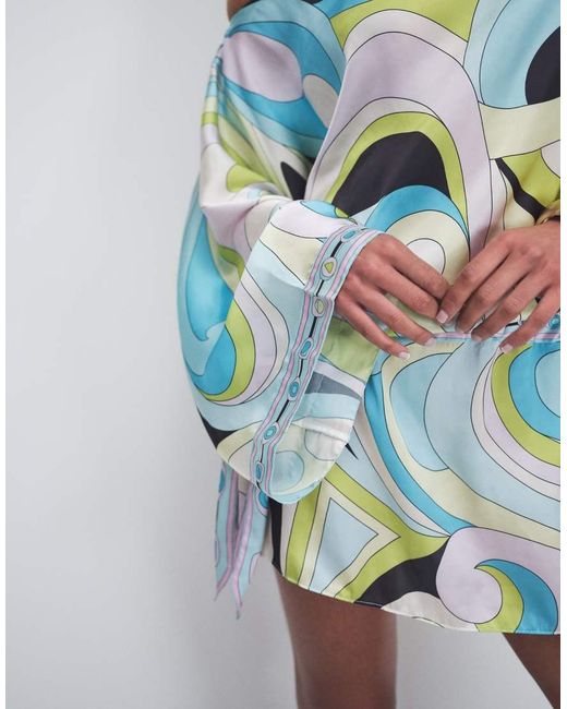 Cin Cin Blue Colada Off Shoulder Mini Dress