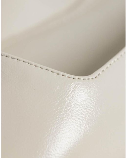 & Other Stories White Real Leather Strap Ballerina Flats With Real Suede Lining