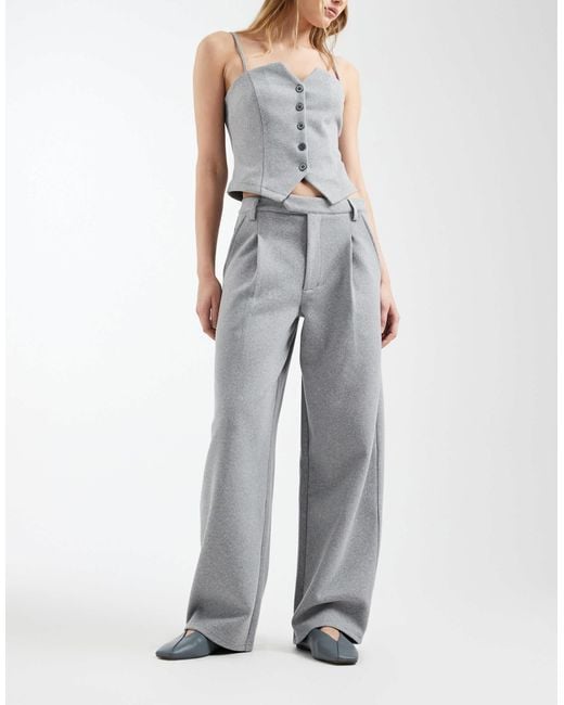 ASOS Gray Brushed Barrel Leg Tailored Pants