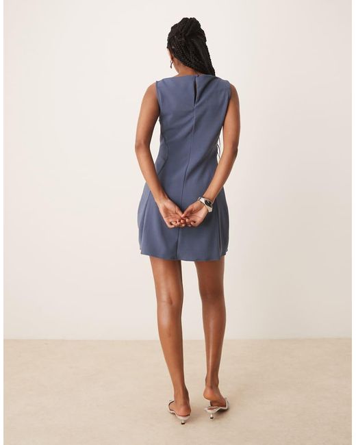 ASOS Blue Sleeveless Seam Detail Mini Dress