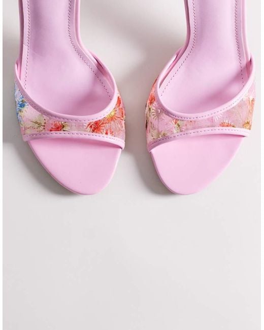 SIMMI Pink Simmi London Juby Heeled Sandals With Flower Embroidery