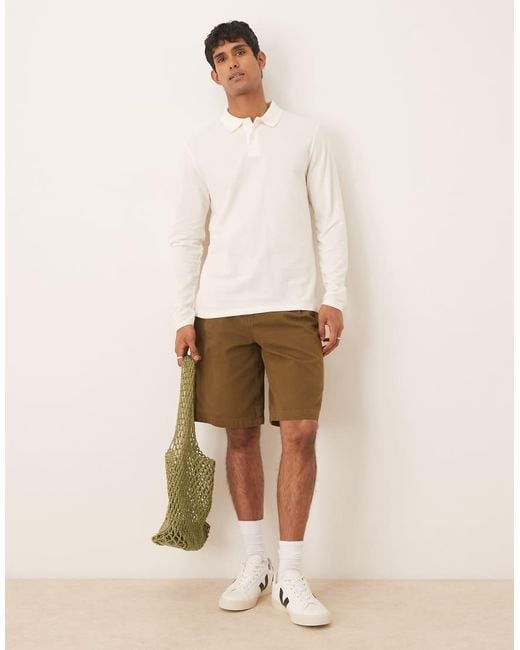 Polo Basic A Maniche Lunghe Regular Fit di ASOS in White da Uomo