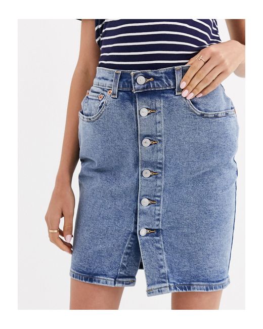 Levi's Denim Button Through Mom Skirt 