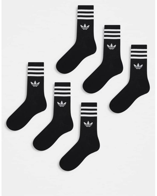 Adidas Originals Black Adicolor Trefoil 6 Pack Crew Socks
