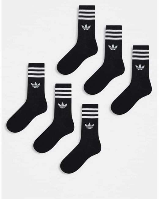 Adidas Originals Black Adicolor Trefoil 6 Pack Crew Socks