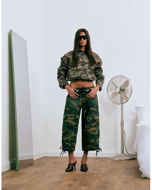 Lioness Black Exclusive Frankie Tie Detail Cropped Wide Leg Capris