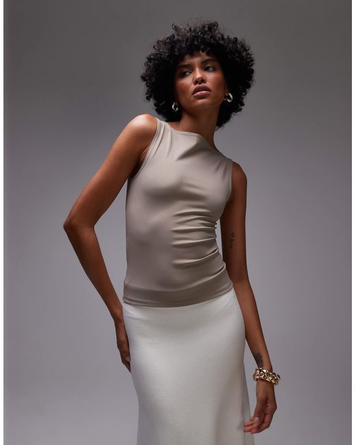Mango Brown Sleeveless Polyamide Top