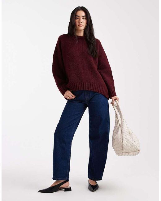 Jersey Extragrande Con Cuello Redondo Y Bajo Redondeado De -Rojo ASOS
