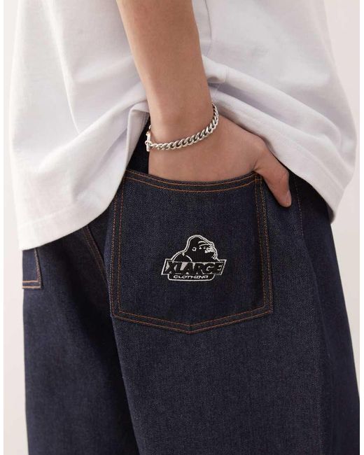 Xlarge Baggy Jorts Met Geborduurd Og-Logo Op De Achterkant En Spoeling in het White voor heren