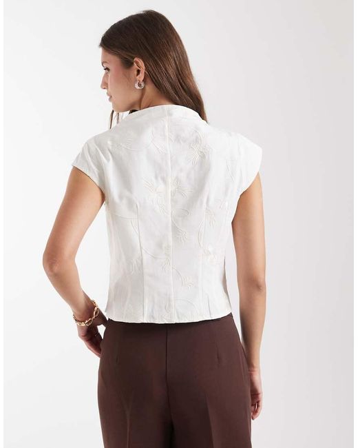 laagam White Melani Asymmetric Blouse