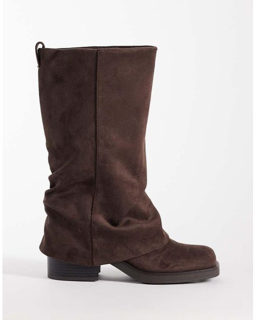 ASOS Brown Carrie Fold Over Slouch Boot