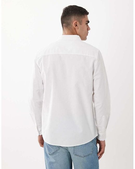 ASOS White Regular Fit Oxford Shirt With Chest Embroidery for men
