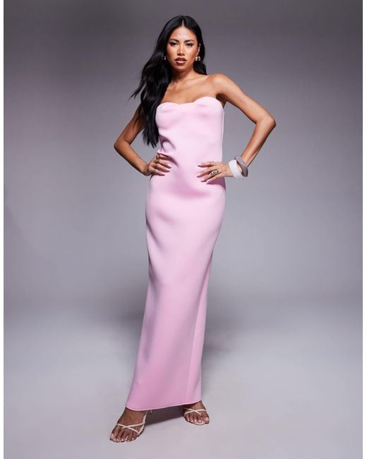 ASOS Purple – trägerloses, strukturiertes maxikleid aus neoprenartigem stoff