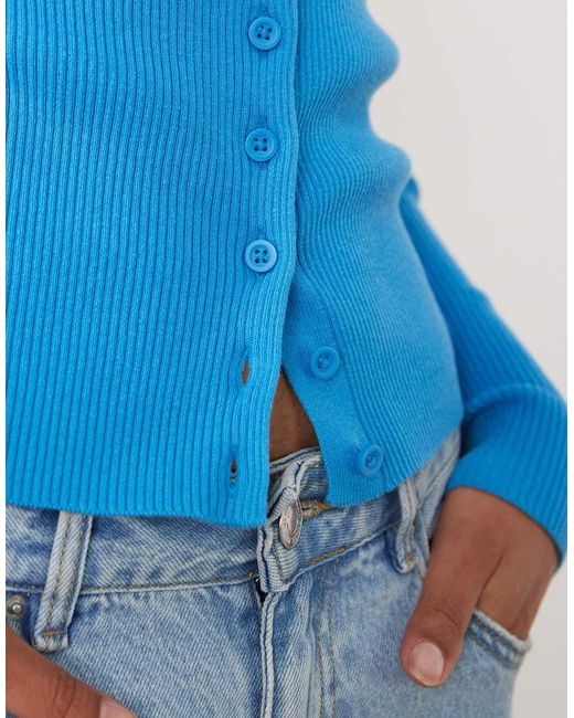 ASOS Blue Cotton Blend Wide Scoop Cardigan